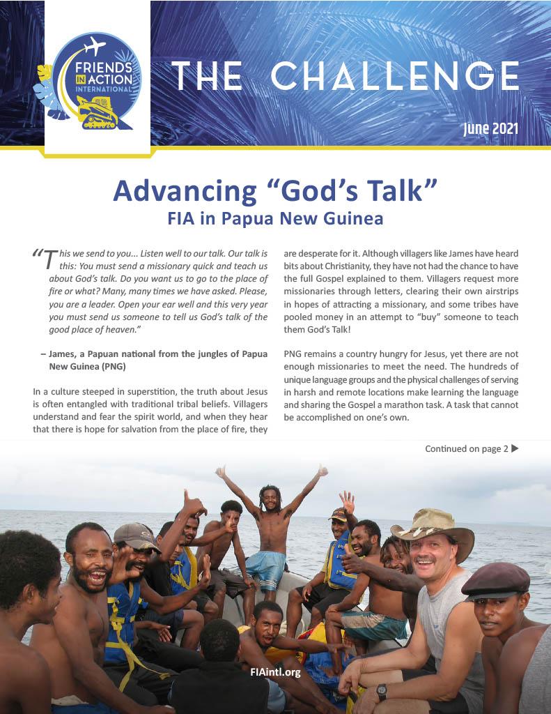 Cover image of Friends In Action, Intl., June 2021 publication of "The Challenge" magazine.