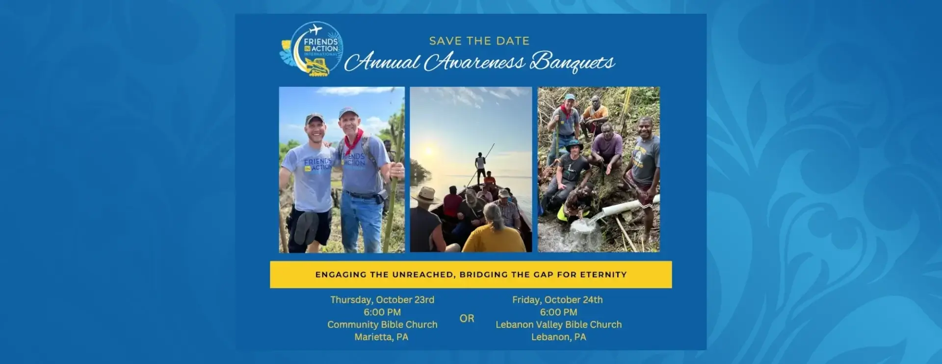 Friends In Action International 2025 Pennsylvania Awareness Banquets invitation.
