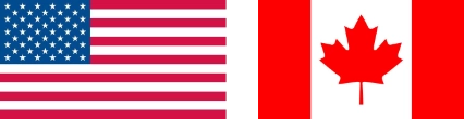 An image of the United States of America and Canadian flag representing Friends In Action Intl., USA and Canadian office.