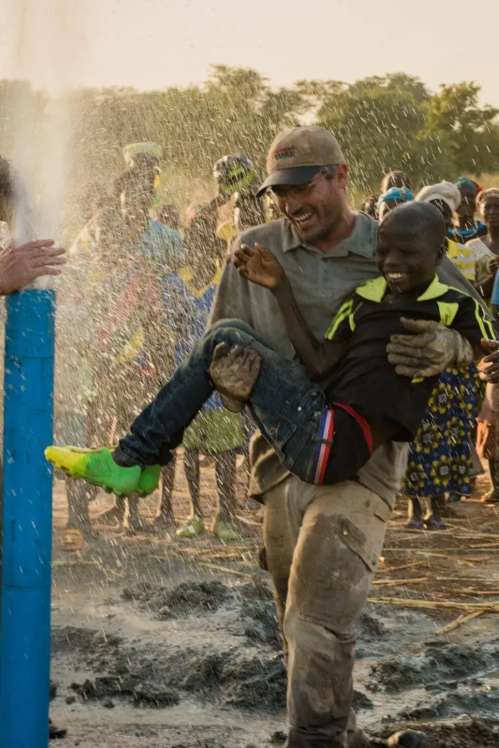 Banner image of water containers illustrating Friends In Actions, clean water initiative projects.
