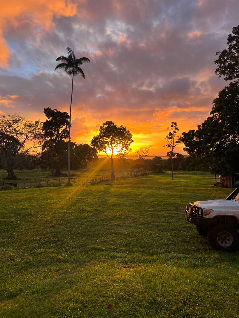 A sunset at the FIA Ranch on Espiritu Santo, Vanuatu